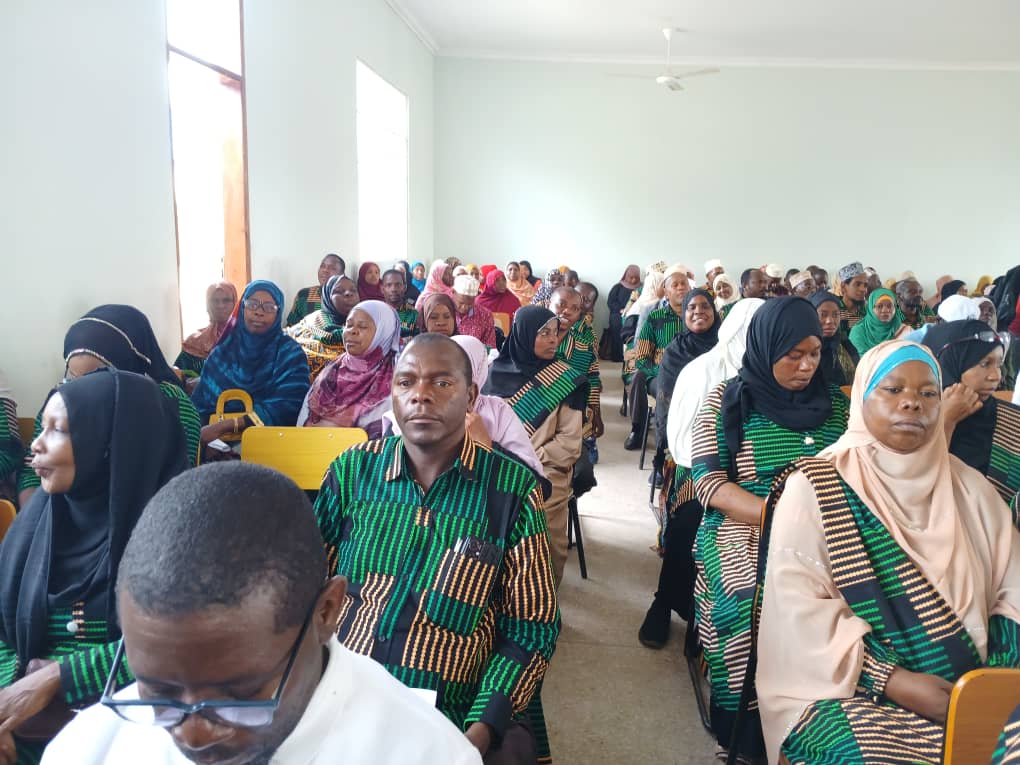 Teachers in kitenge attire attending a ZATU gathering