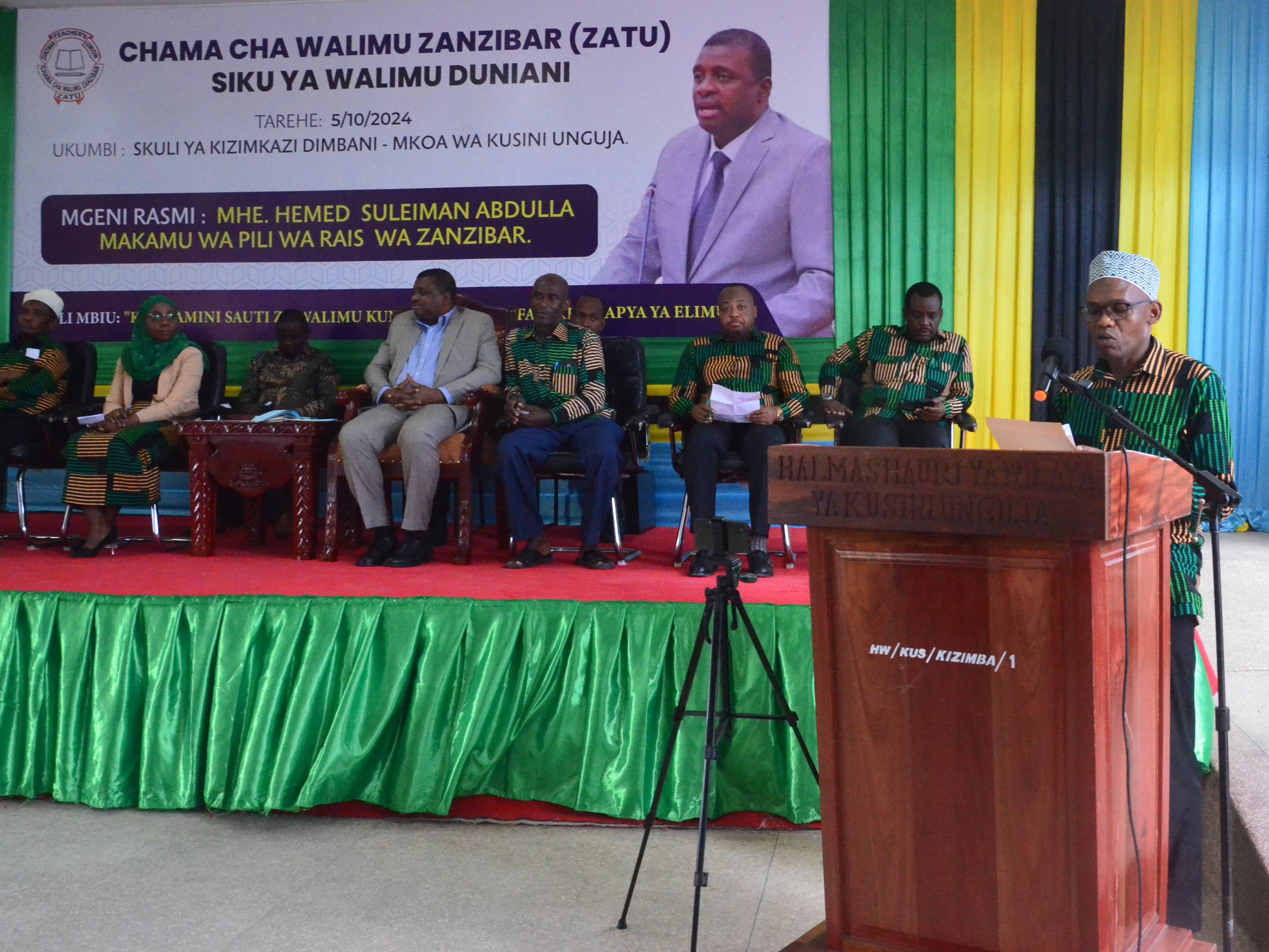 A ZATU official addressing members from the podium